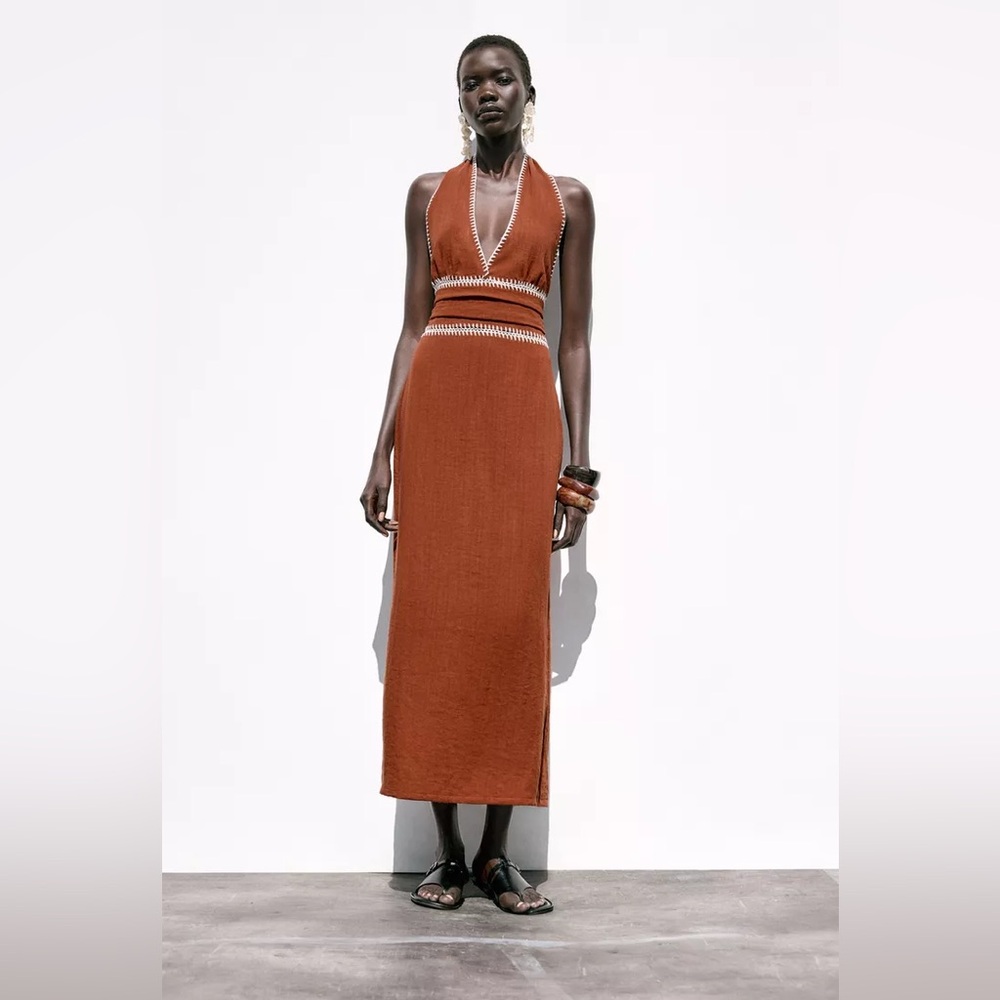 Zara Rust Halter Midi Dress